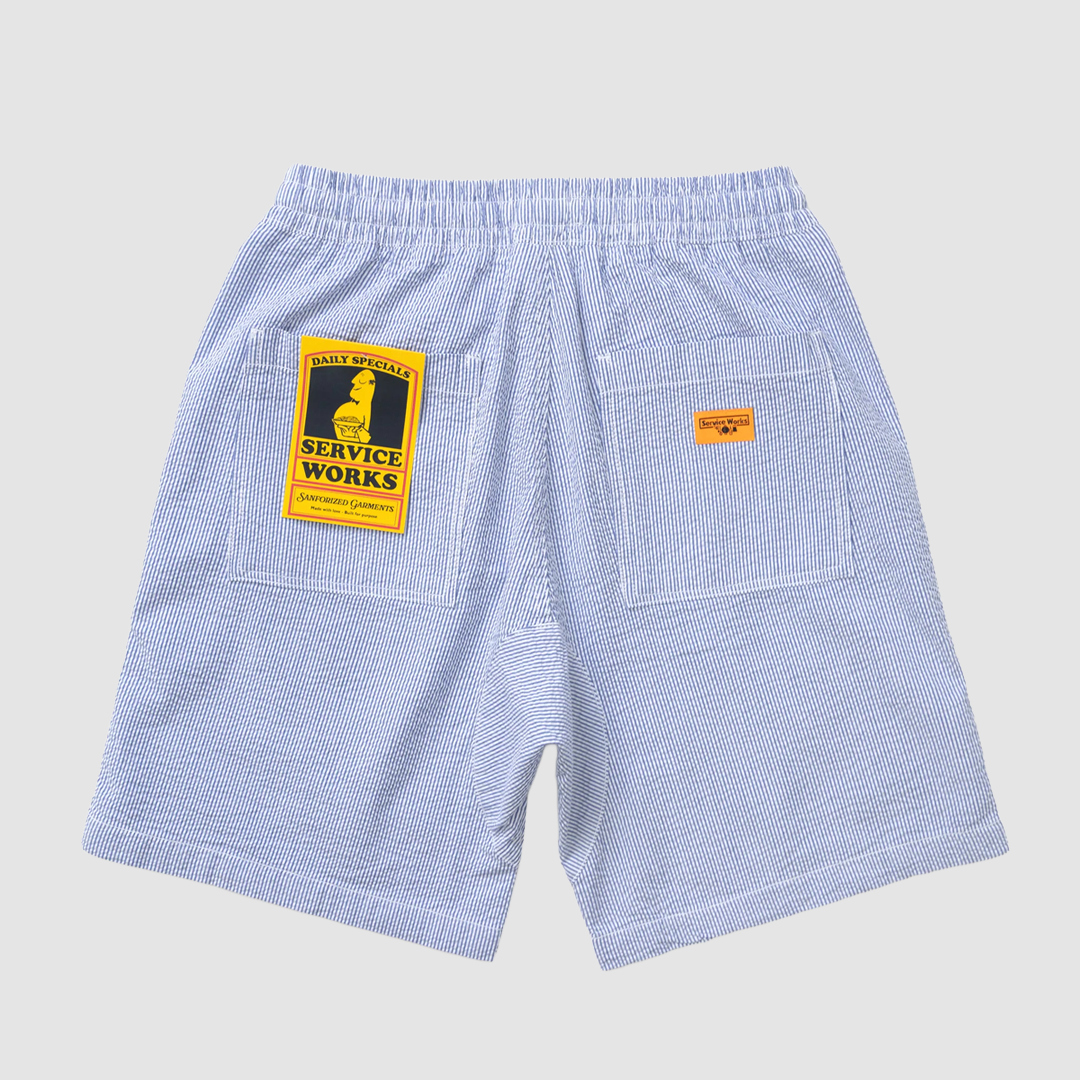 Seersucker Chef Shorts Navy Stripe