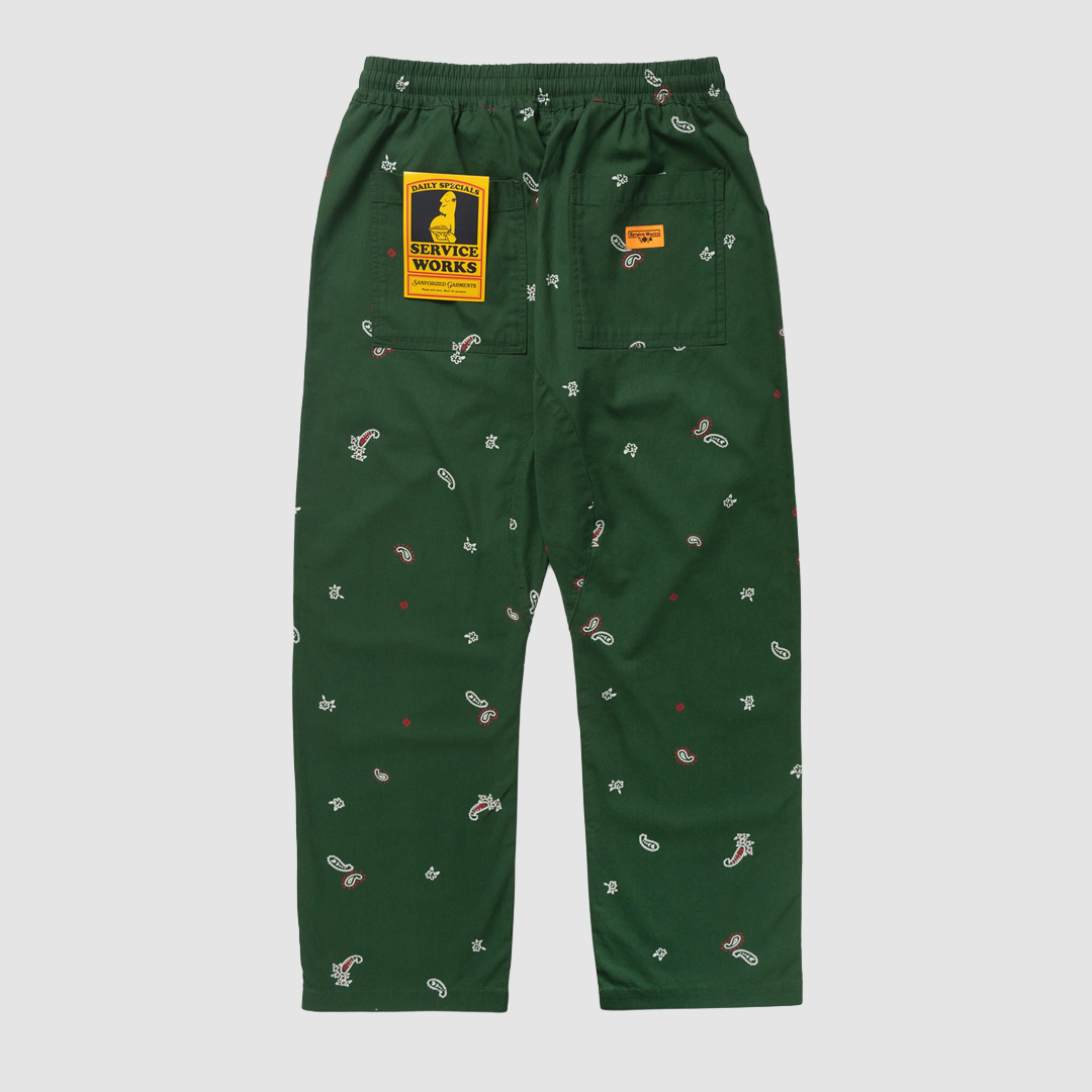 Paisley Chef Pants Forest