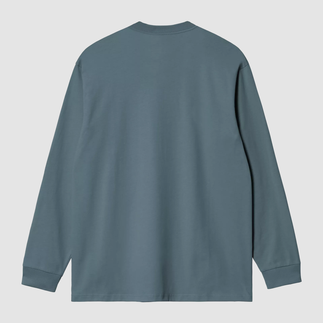L/S American Script T-Shirt Office Blue