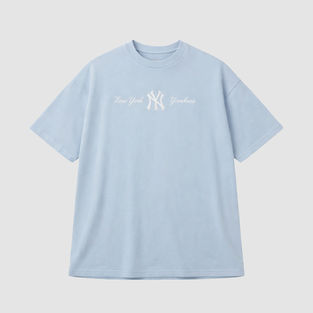 T-shirt Oversize Script New York Yankees MLB Pastel Blue