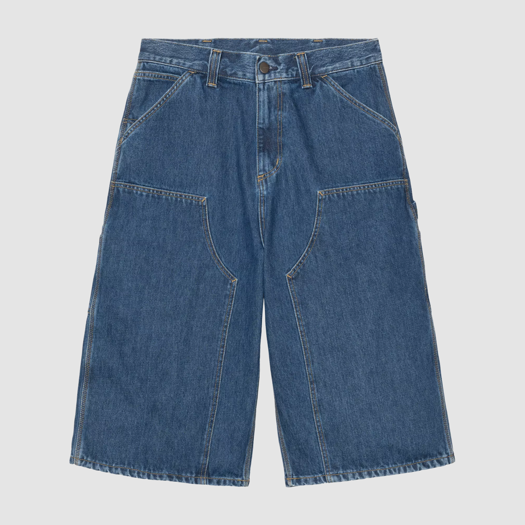 OG Double Knee Long Short Blue Stone Washed