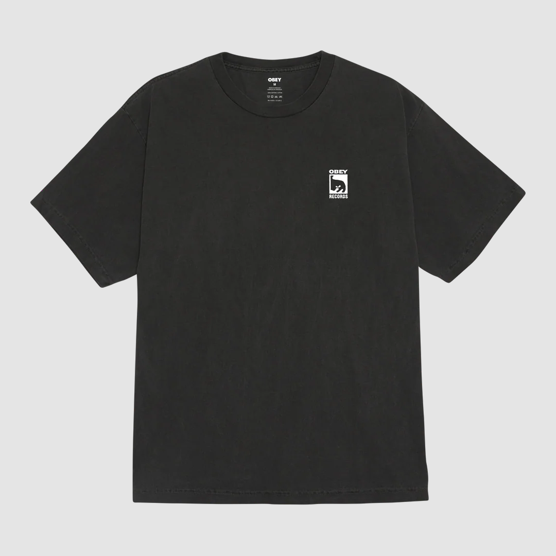Obey Records Icon Pigment T-Shirt Dusty Black