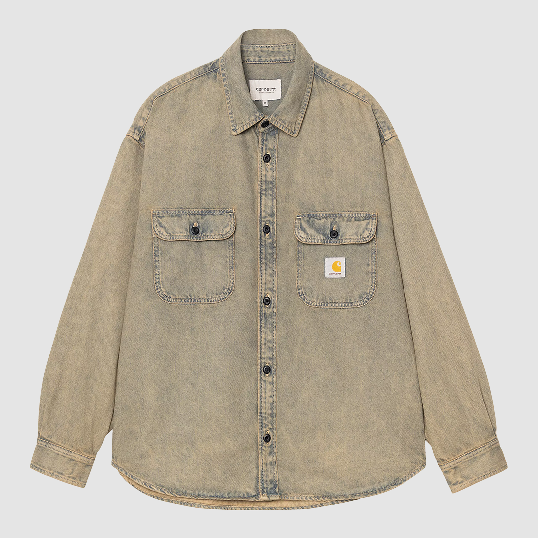 Tigan Shirt Jacket Blue / Leather Garment Dyed