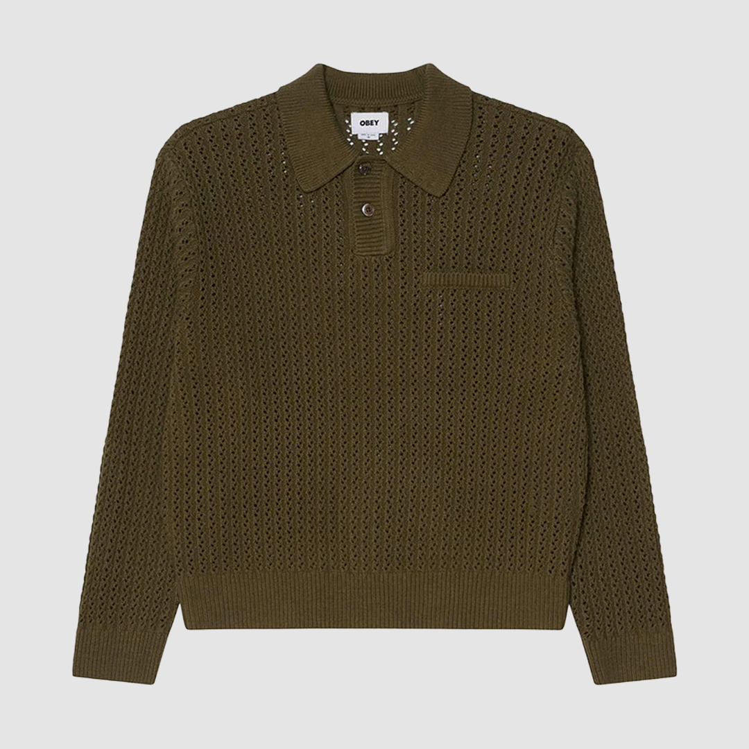 Obey Duane Polo Sweater Tea Leaf