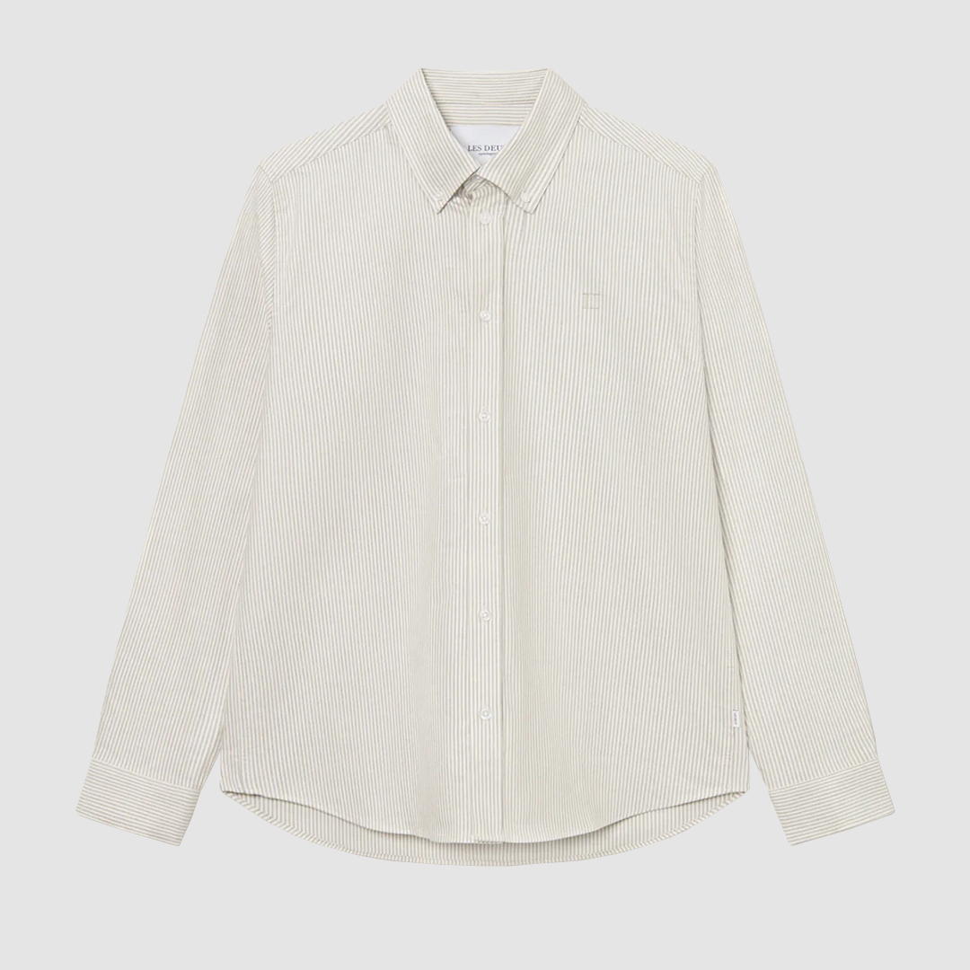 Konrad Stripe Oxford Shirt Light Ivory / Gargoyle