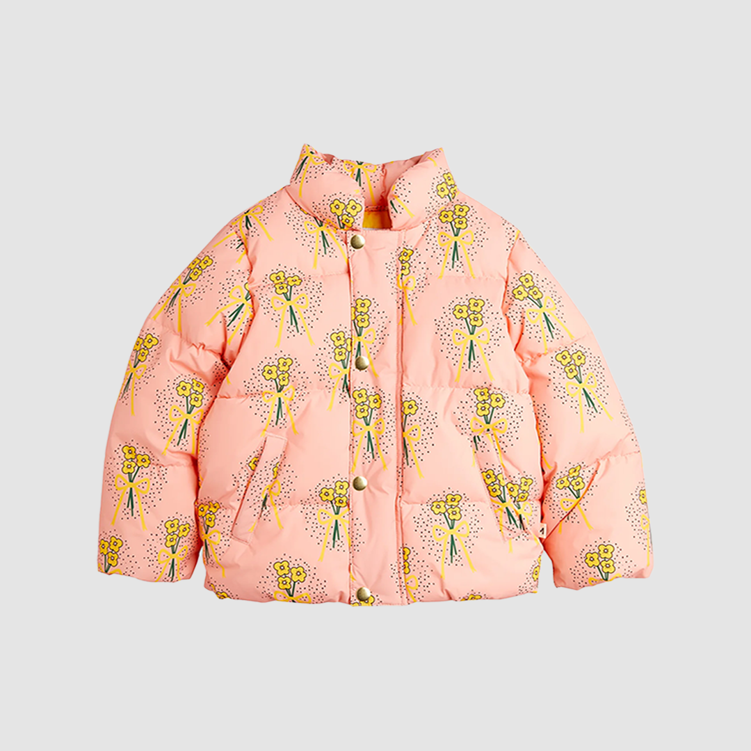 Winter Flowers AOP City Puffer Jacket Pink