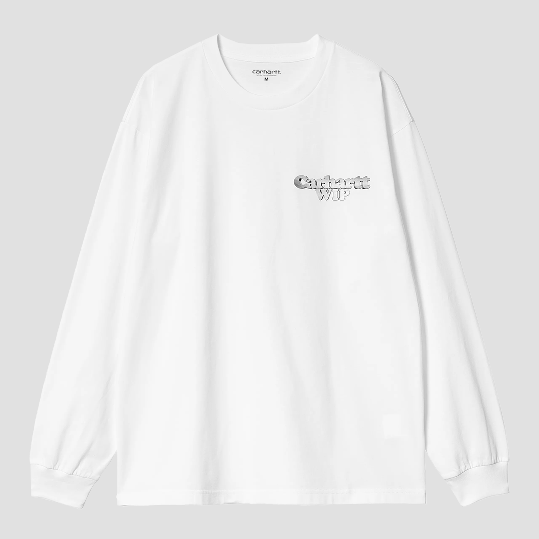L/S Chain Link T-Shirt White / Silver