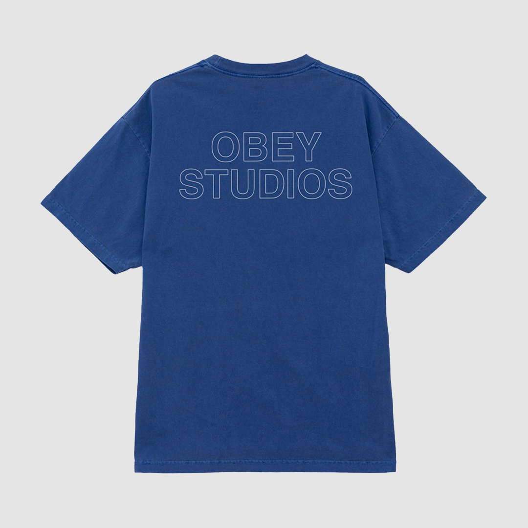 Obey Studios Outline T-Shirt Pigment Electric Indigo