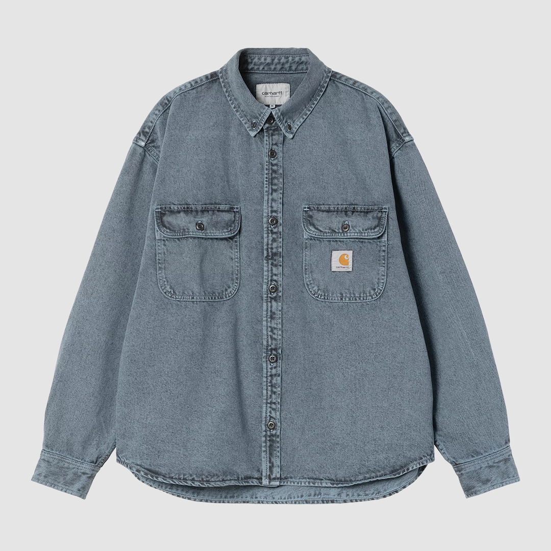 Tigan Shirt Jacket Black / Blue Fog Garment Dyed