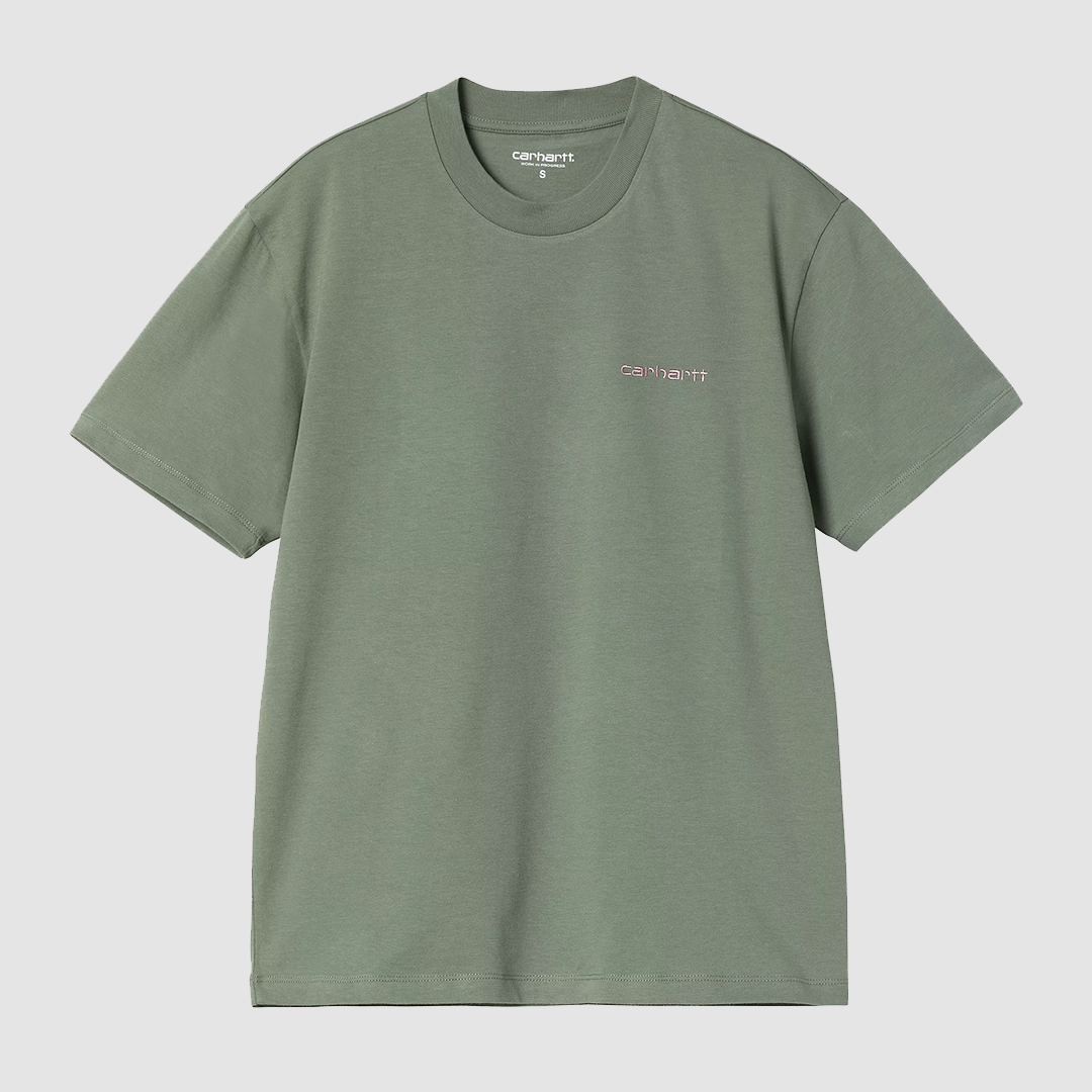 W' S/S Script Embroidery T-Shirt Park / Hortensia