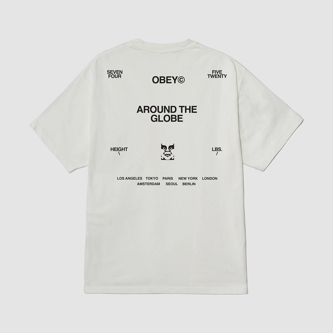 Obey Around The Globe T-Shirt Pigment Vintage White
