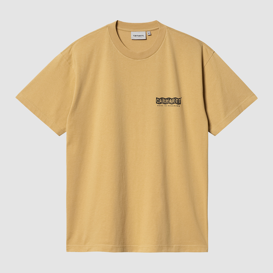 S/S Stamp T-Shirt Bourbon / Black Stone Washed