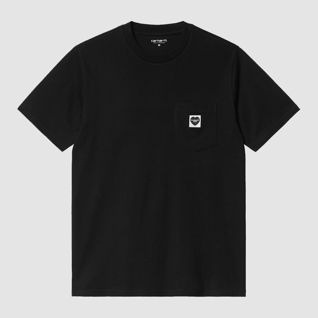S/S Pocket Heart T-Shirt Black / Black