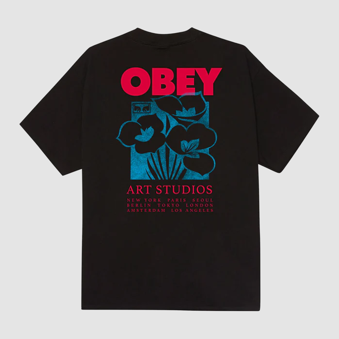 Obey Art Studio Flowers T-Shirt Digital Black