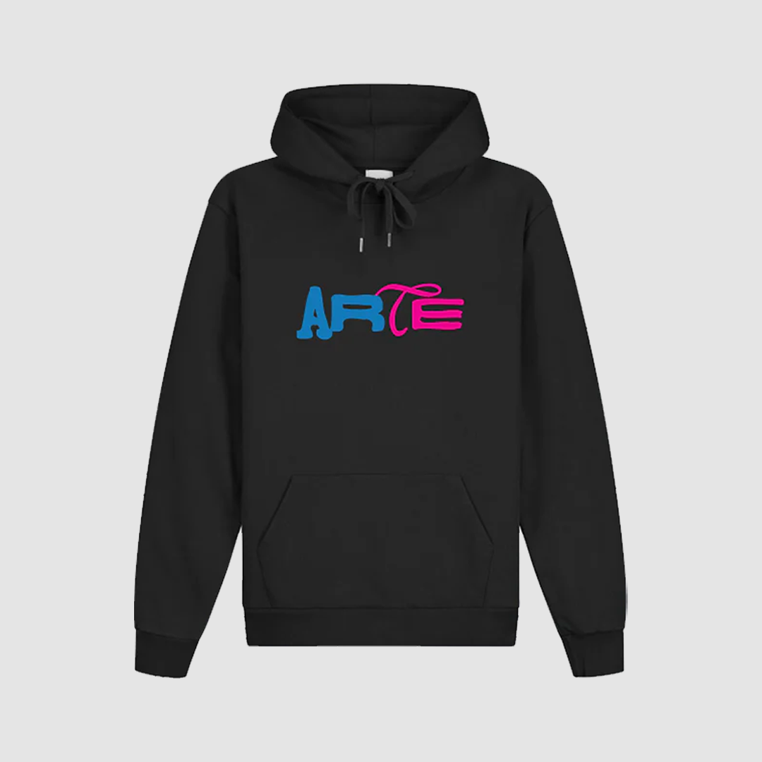 Duo Print Logo Hoodie Black