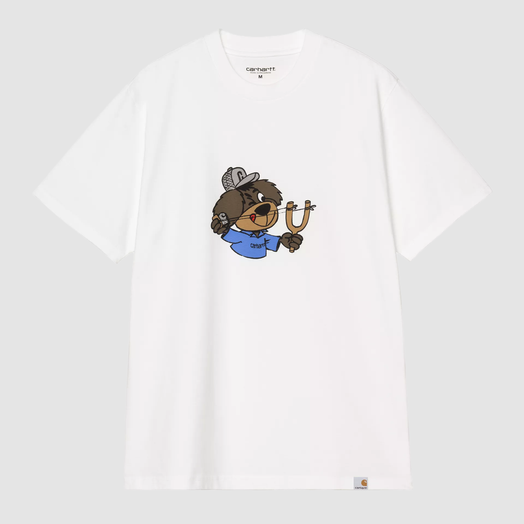 S/S Slingshot T-Shirt White heavy enzyme wash