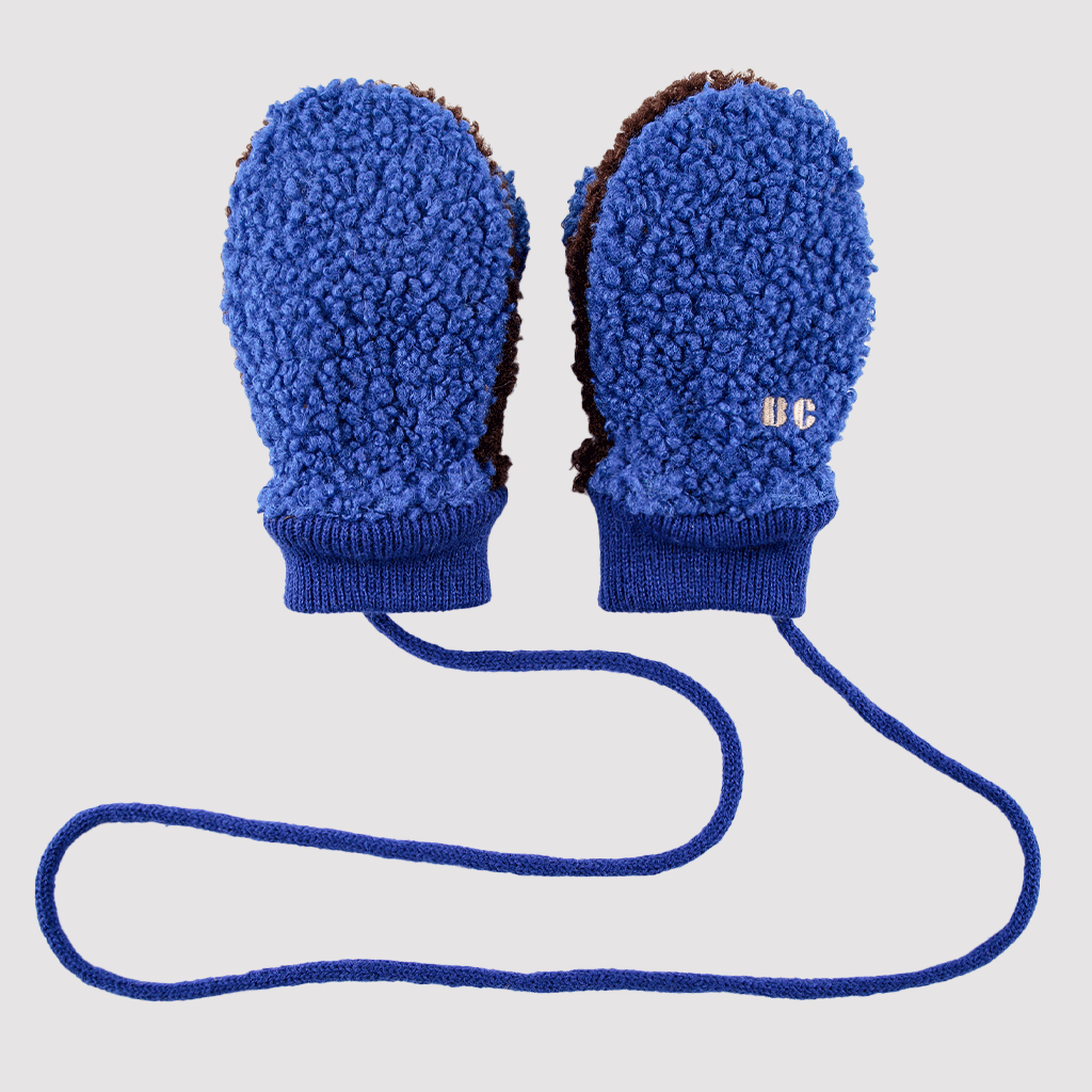 B.C. Color Block Blue Sheepskin Gloves