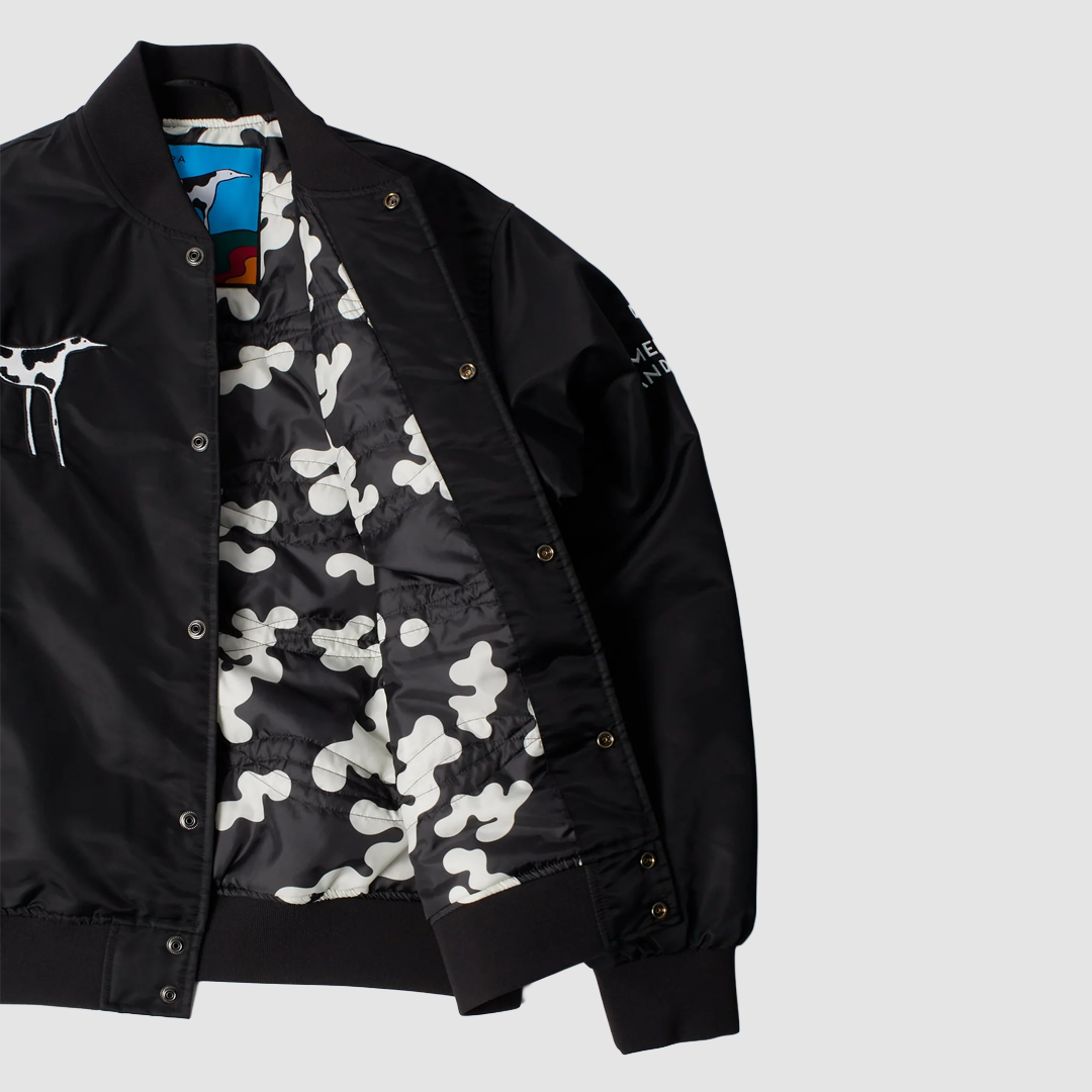 Club Not 1976 Satin Bomber Jacket Black