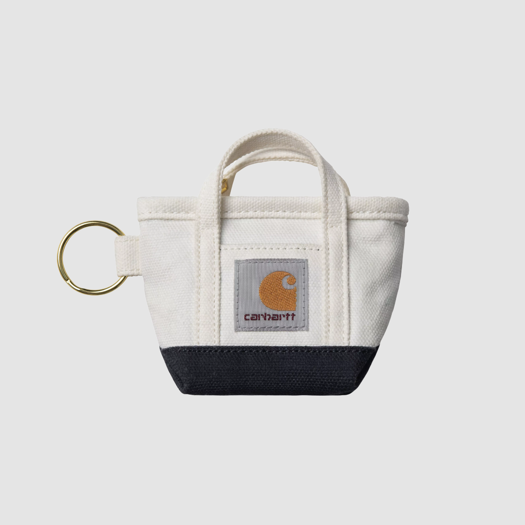 Mini Tote Bag Keychain Natural / Blue