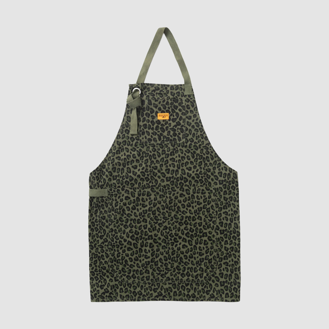 Patterned Apron Green Leopard