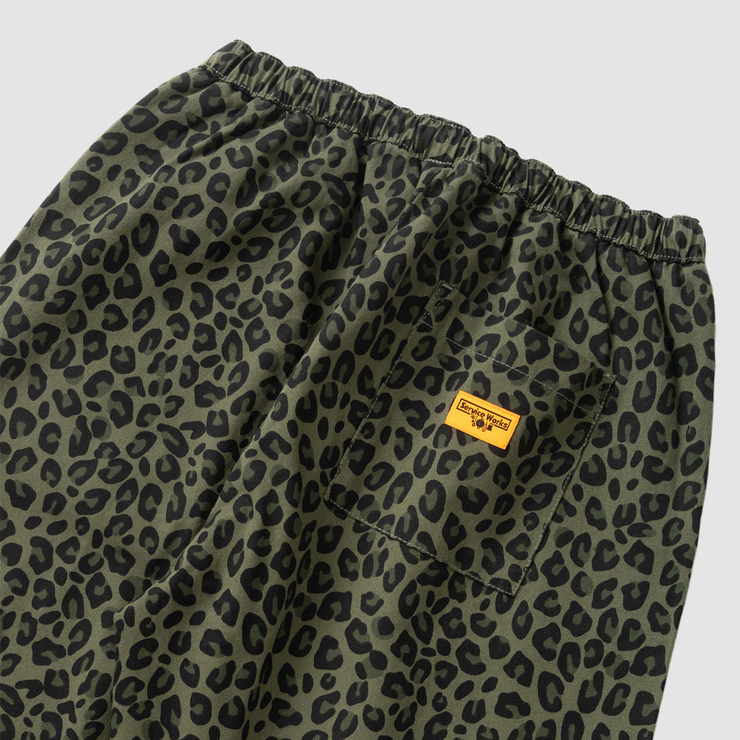 Patterned Easy Chef Pants Green Leopard