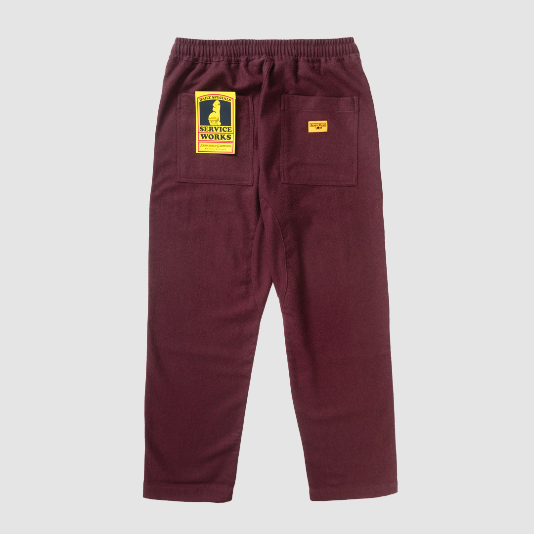 Flannel Chef Pants Burgundy