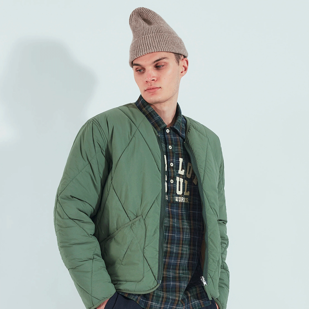 Reversible Military Liner Jacket Green / Sand