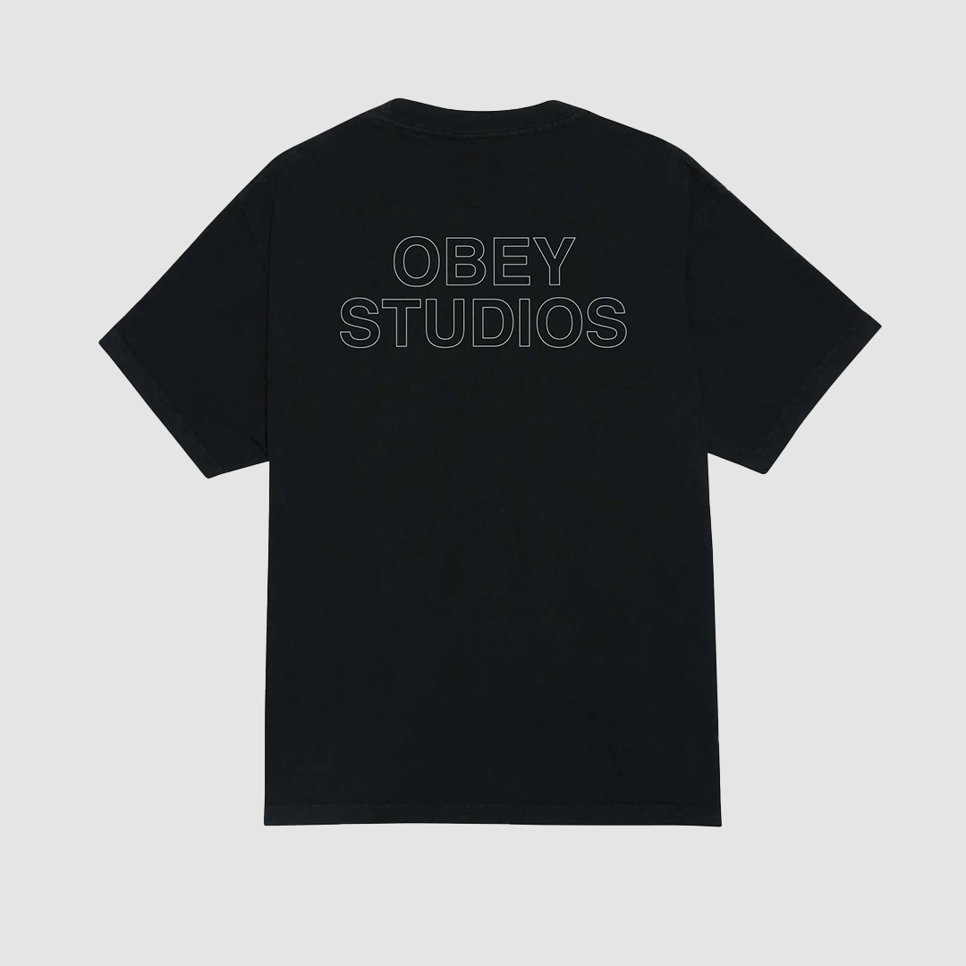 Obey Studios Outline T-Shirt Pigment True Vintage Black