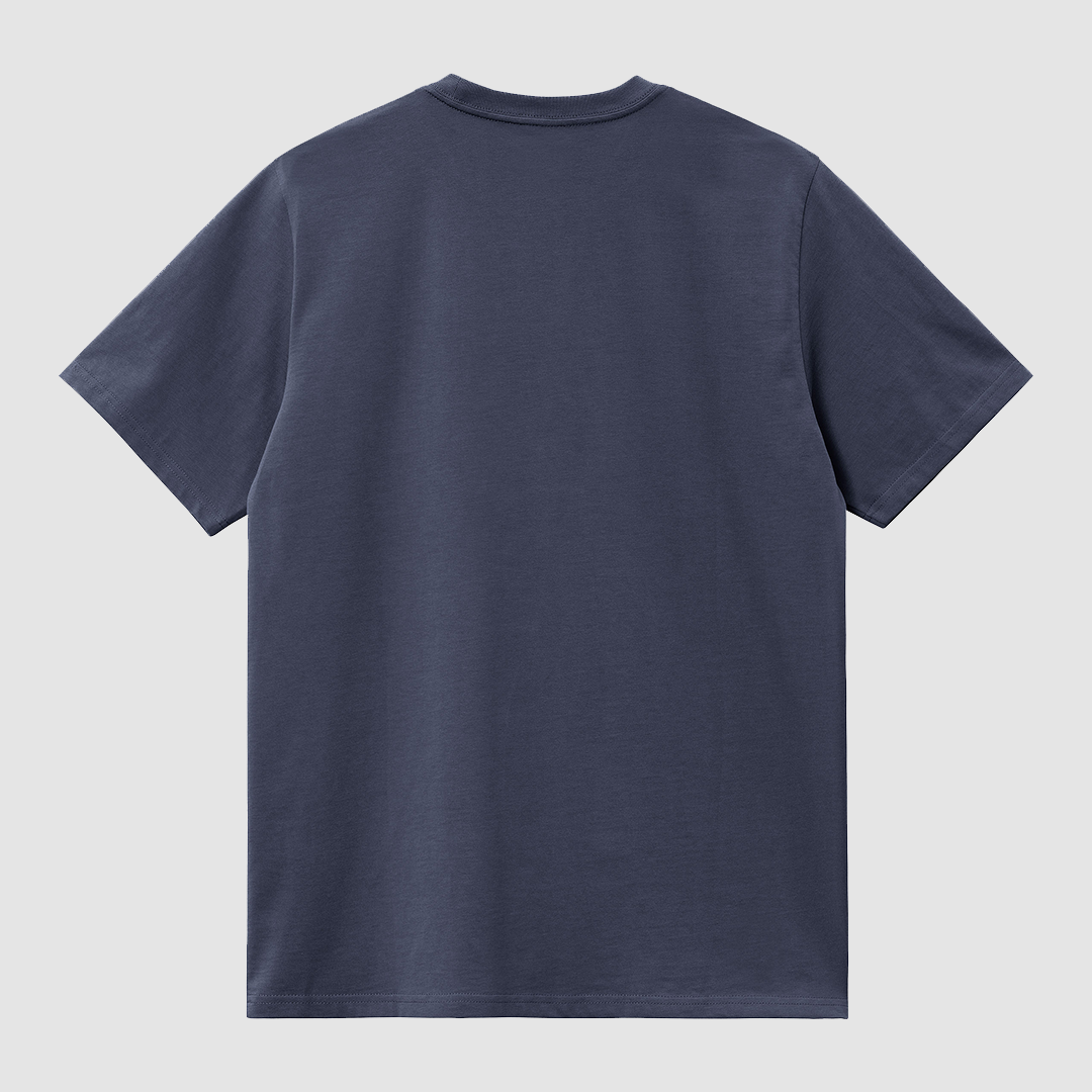 S/S Script Embroidery T-Shirt Air Force Blue / White