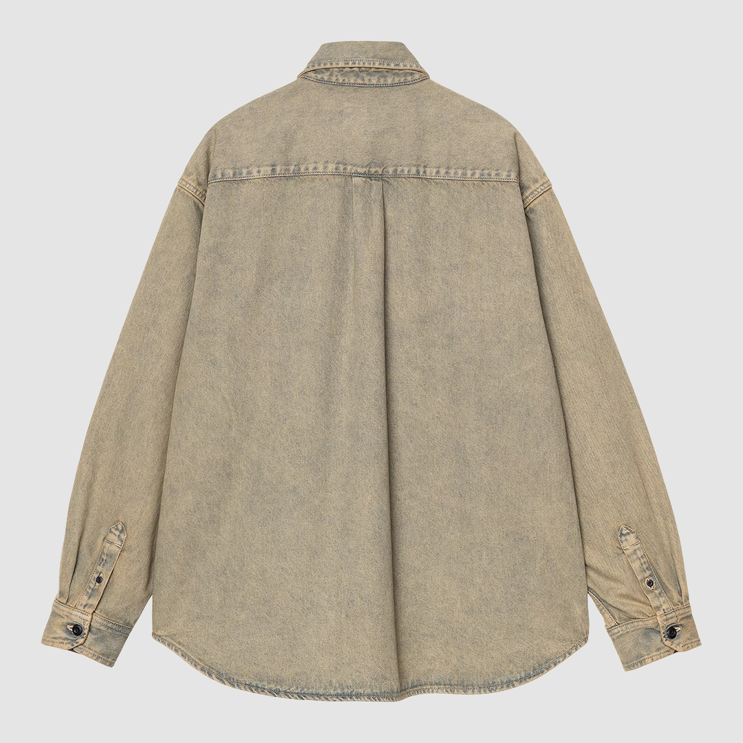 Tigan Shirt Jacket Blue / Leather Garment Dyed