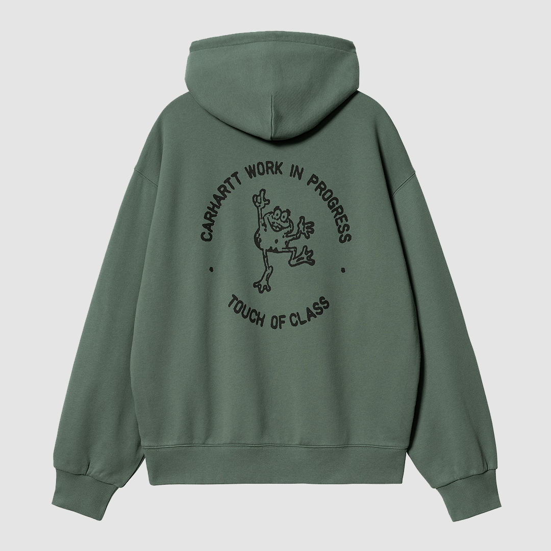 Hooded Stamp Sweat Duck Green / Black Stone Washed