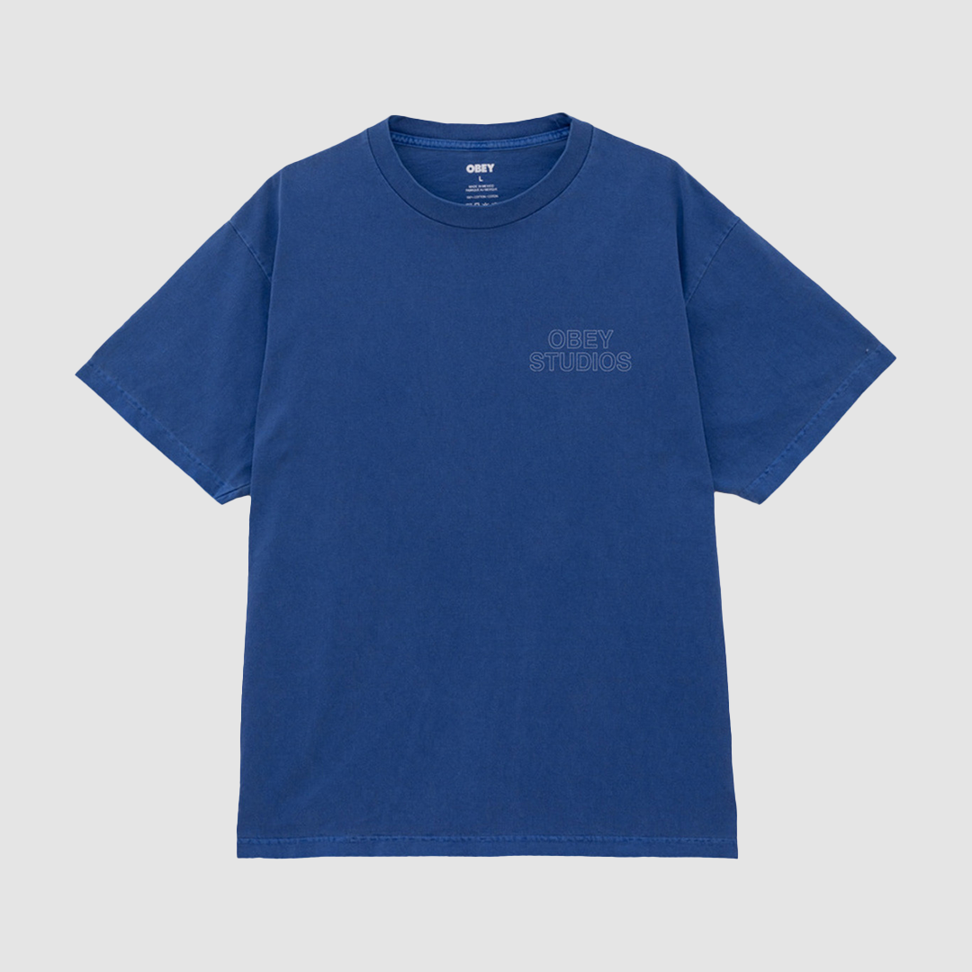 Obey Studios Outline T-Shirt Pigment Electric Indigo