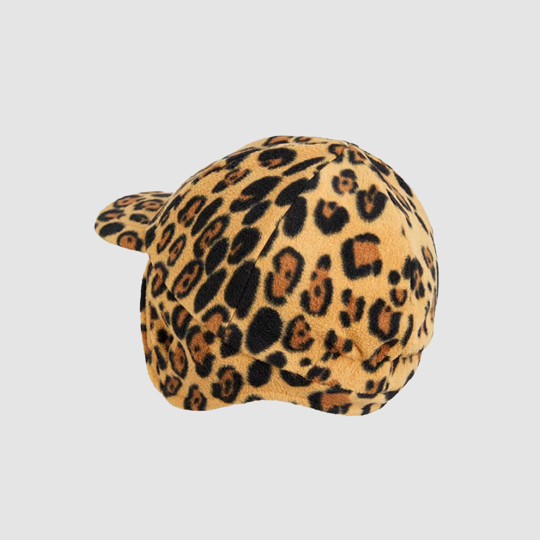 Basic Leopard Fleece Cap Beige