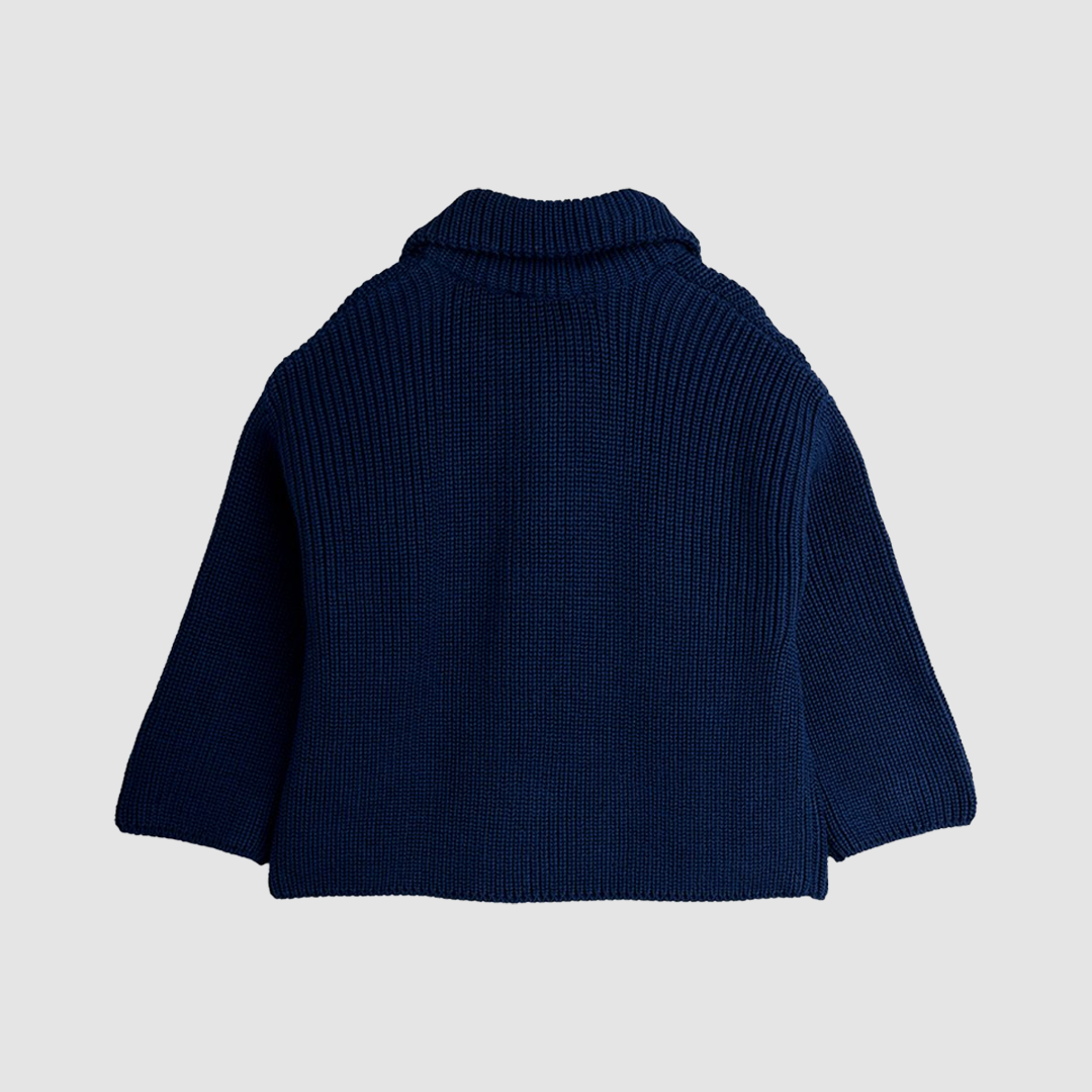 Panda Patch Chunky Knit Half Zip Sweater