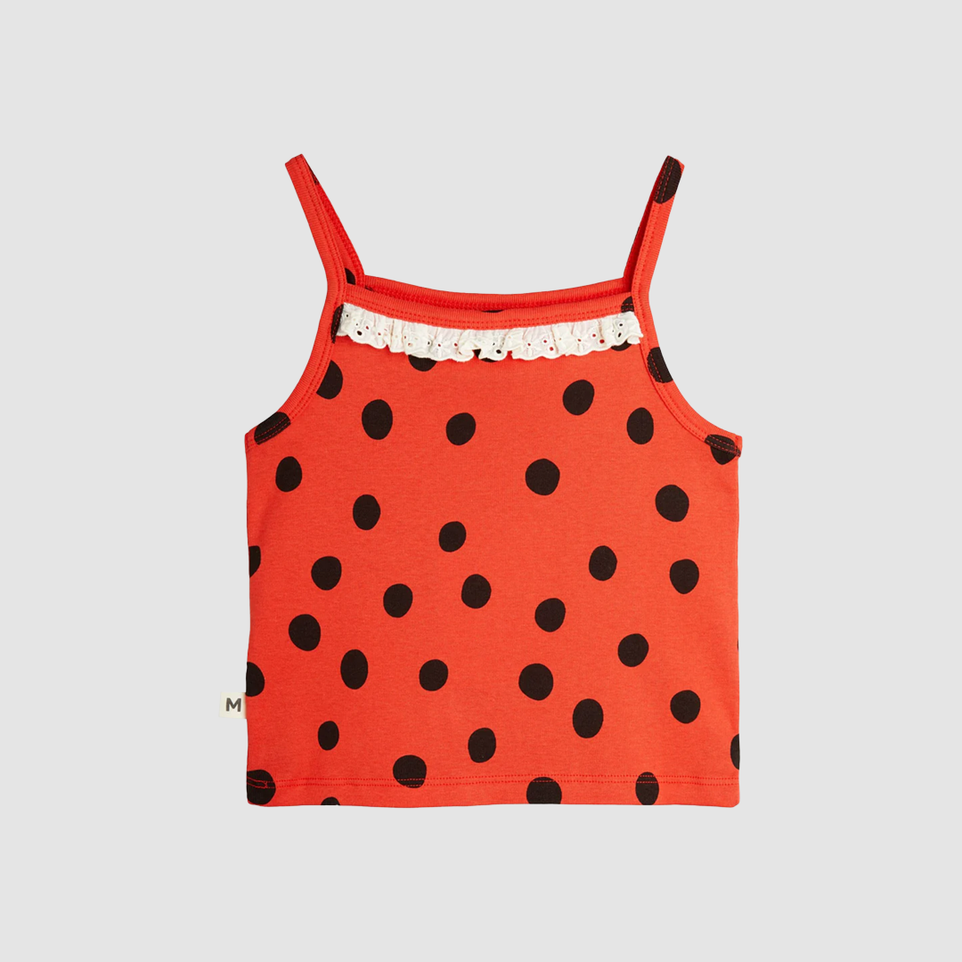 Dots Aop Lace Tank Red