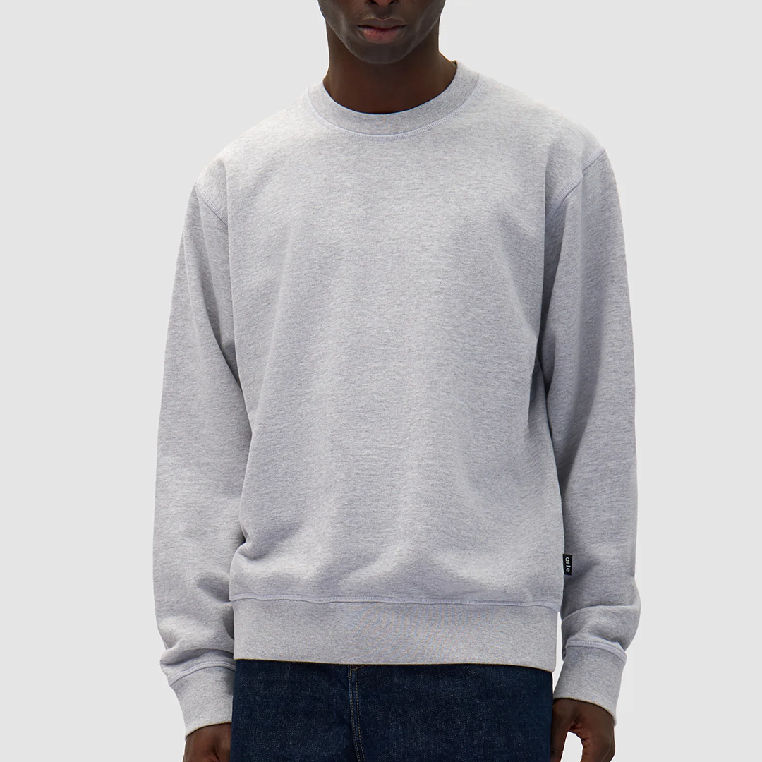 Back Flower Print Crew Grey