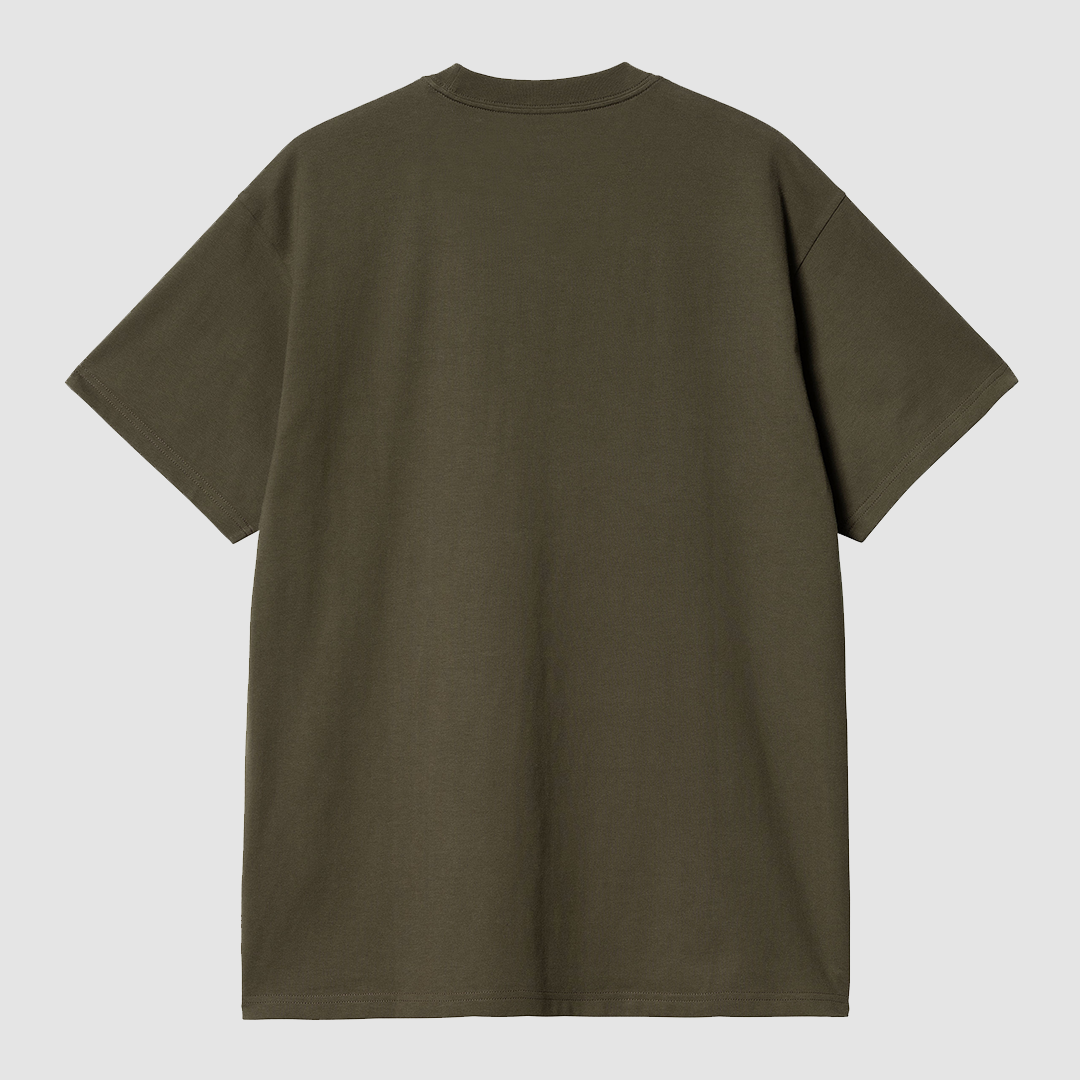 S/S Script Embroidery T-Shirt Cypress / White