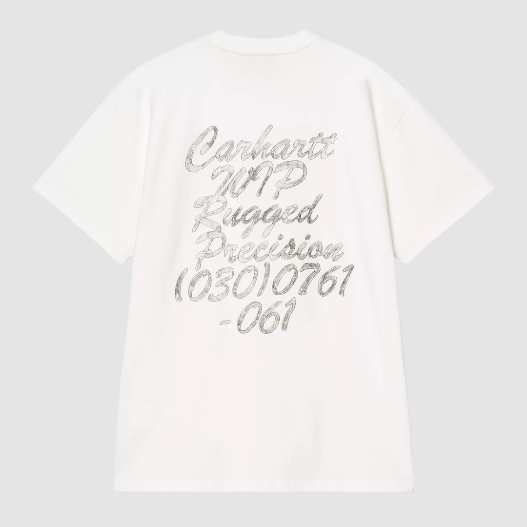 S/S Hatching Script T-Shirt Wax Garment Dyed