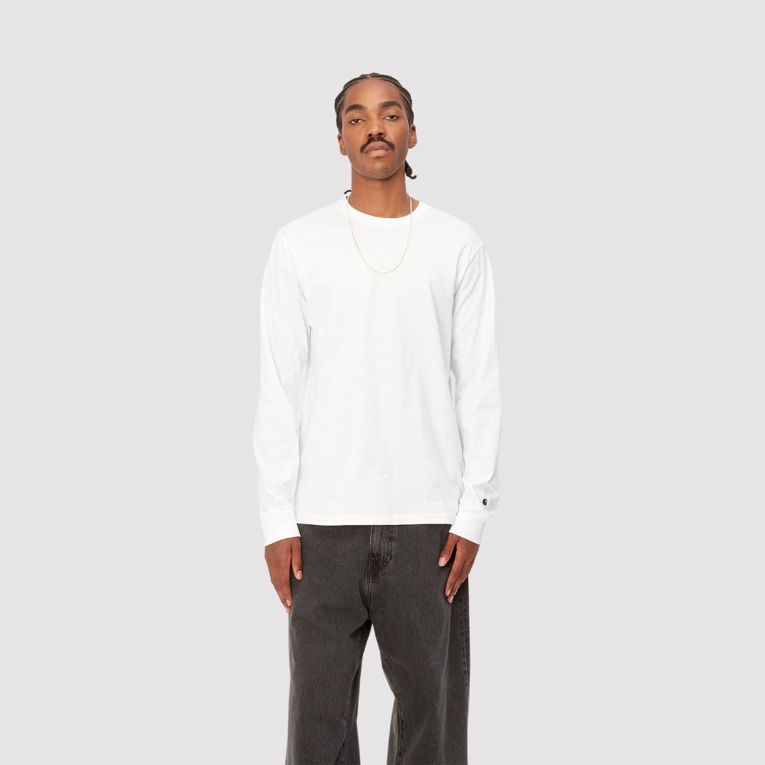 L/S Base T-Shirt White / Black