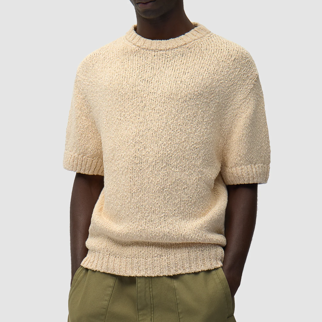 Back Graphic Knit T-Shirt Cream