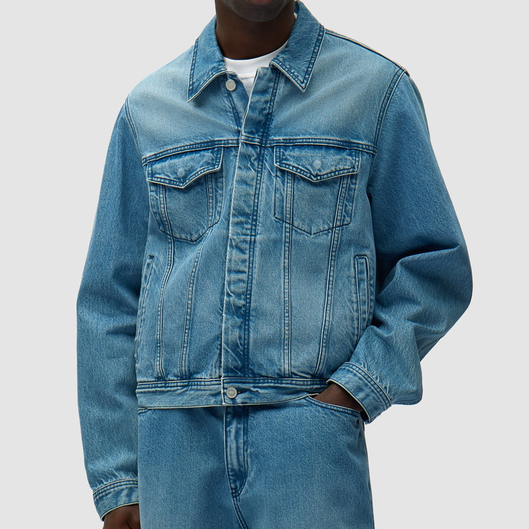 Circle Logo Jeans Jacket Denim Bleach