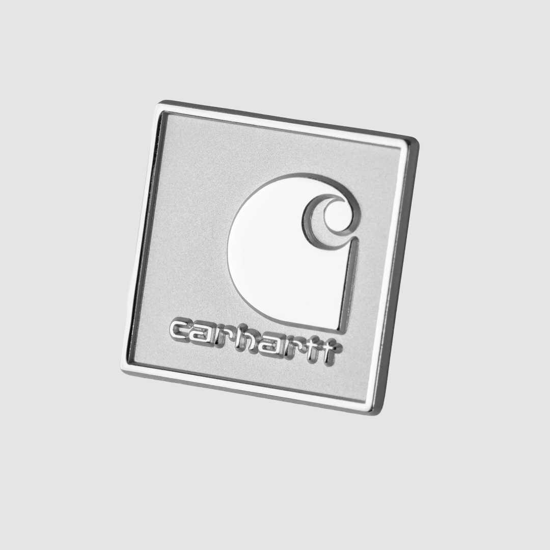 Square Label Pin Silver