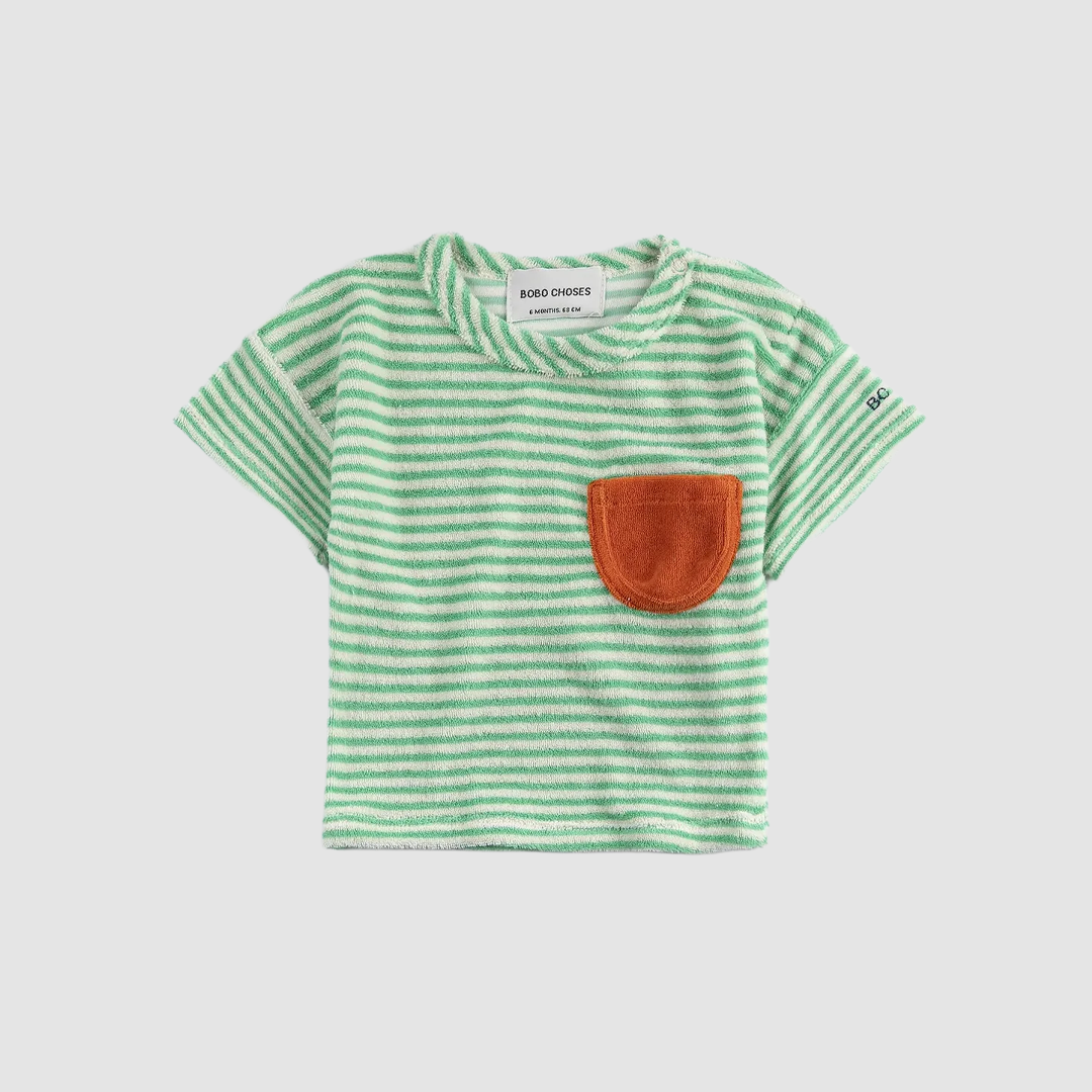 Green Stripes Terry Cloth T-Shirt