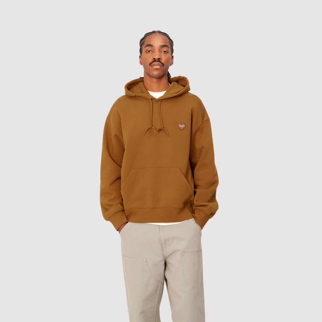 Hooded Heart Patch Sweat Cotton Deep H Brown