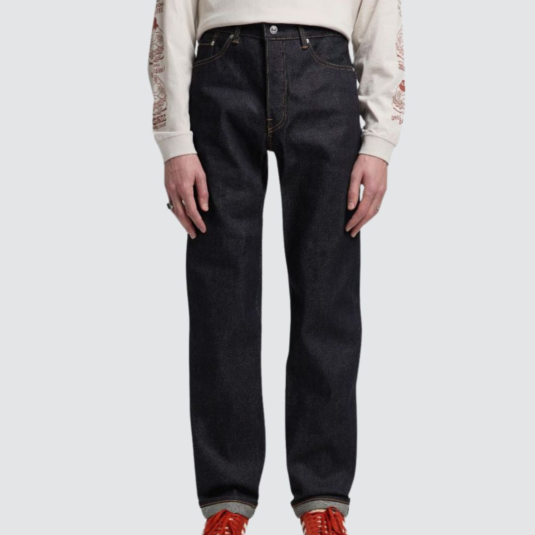 Loose Straight Jeans Blue Unwashed