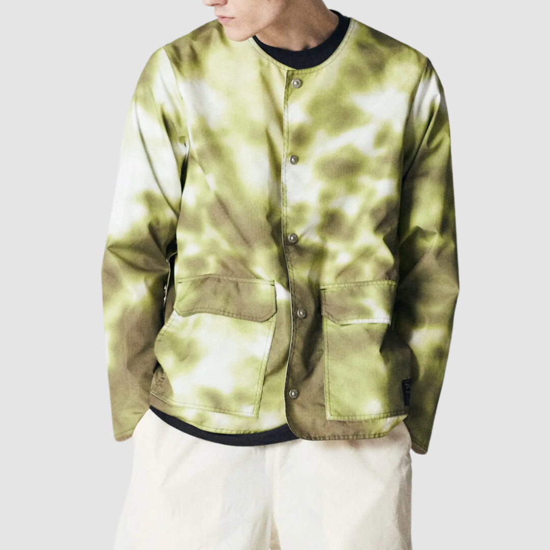 Military Reversible Crew Neck Cardigan Tie-Dye