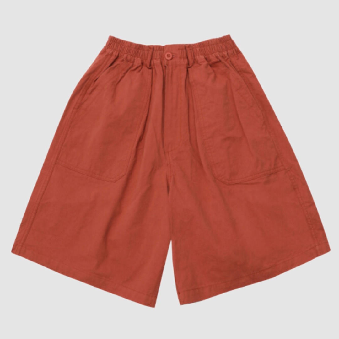 One Tuck Wide Fatigue Half Pants Vintage Red
