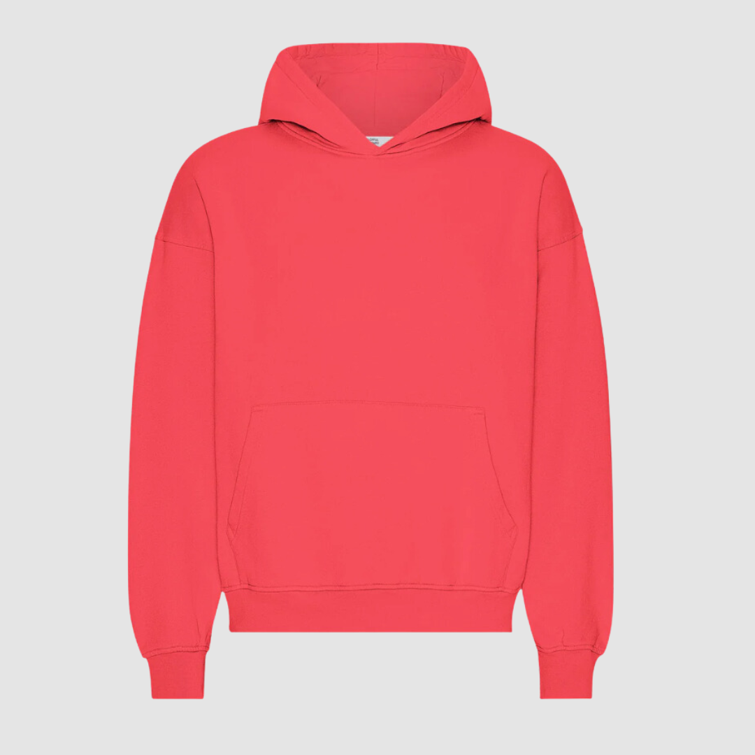 Organic Oversized Hood Red Tangerine