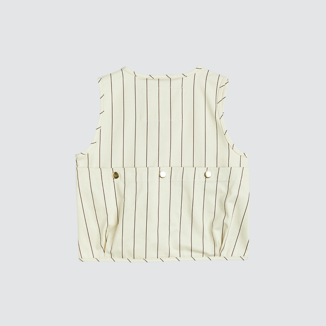 Owl Emb Utility Vest Off White