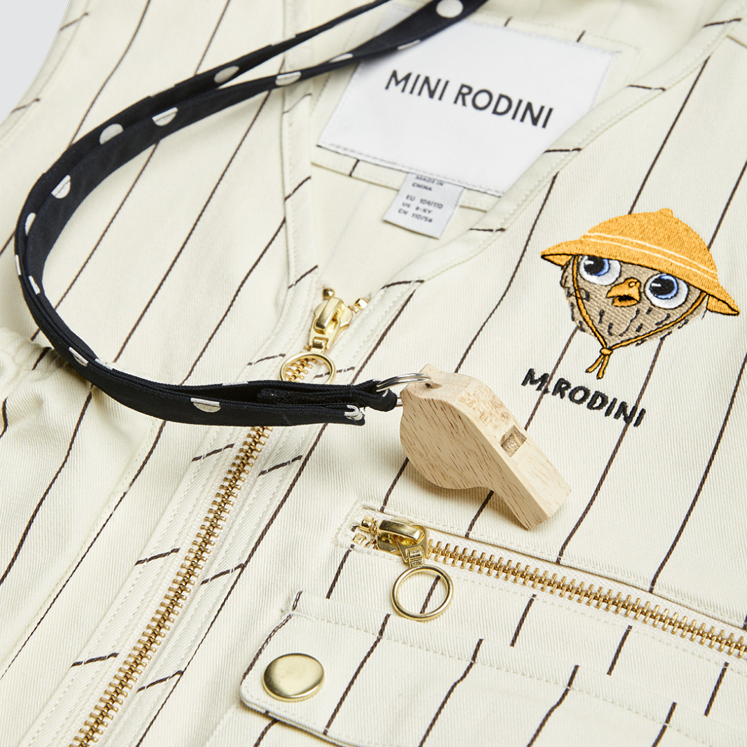 Owl Emb Utility Vest Off White